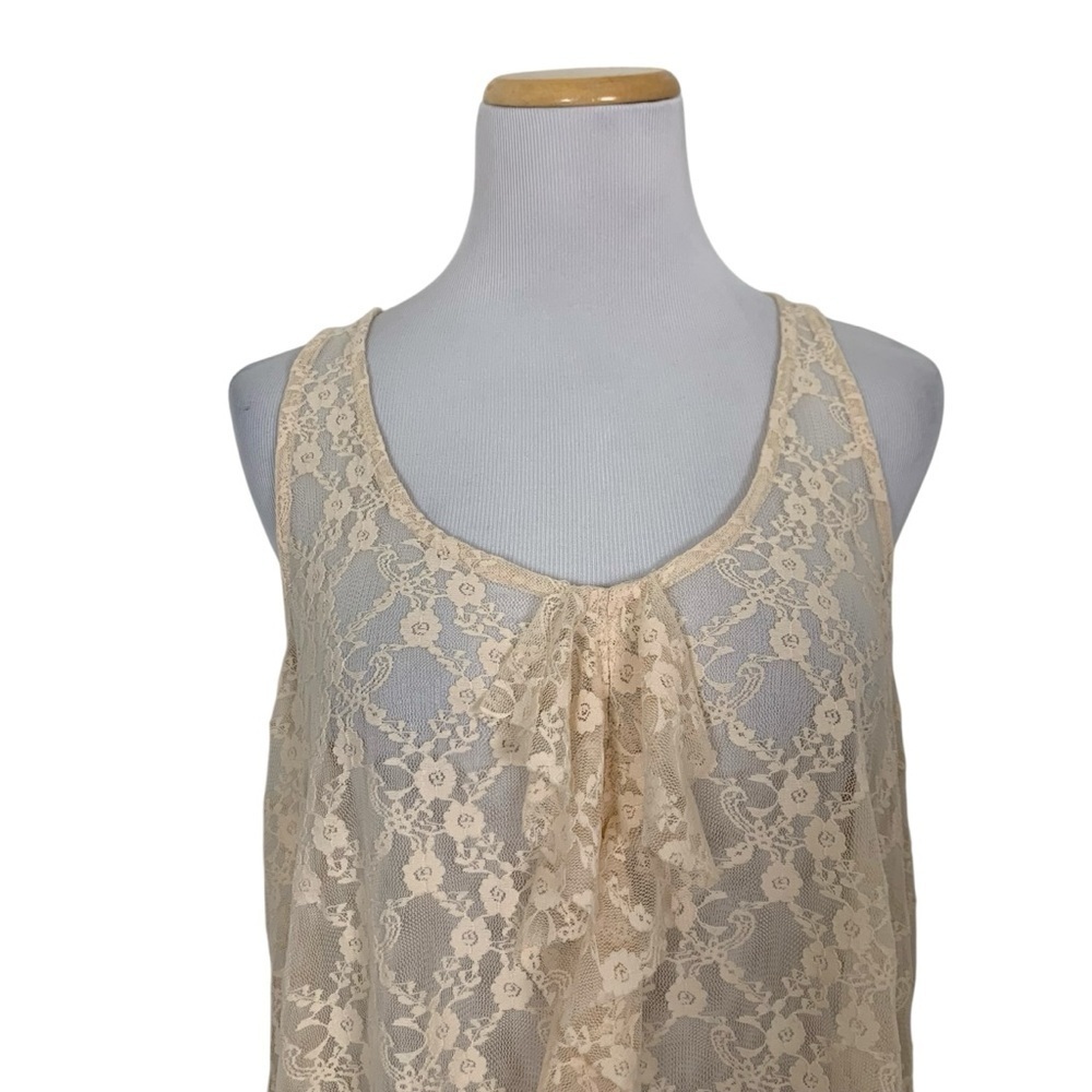 NWT Xhilaration Lace Mesh Ruffle Swing Racerback Y2K Tank Top Fairy Boho Whimsy